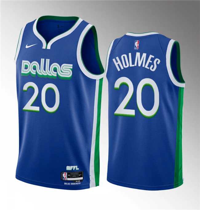 Mens Dallas Mavericks #20 Richaun Holmes Blue 2023 Draft City Edition Stitched Basketball Jersey